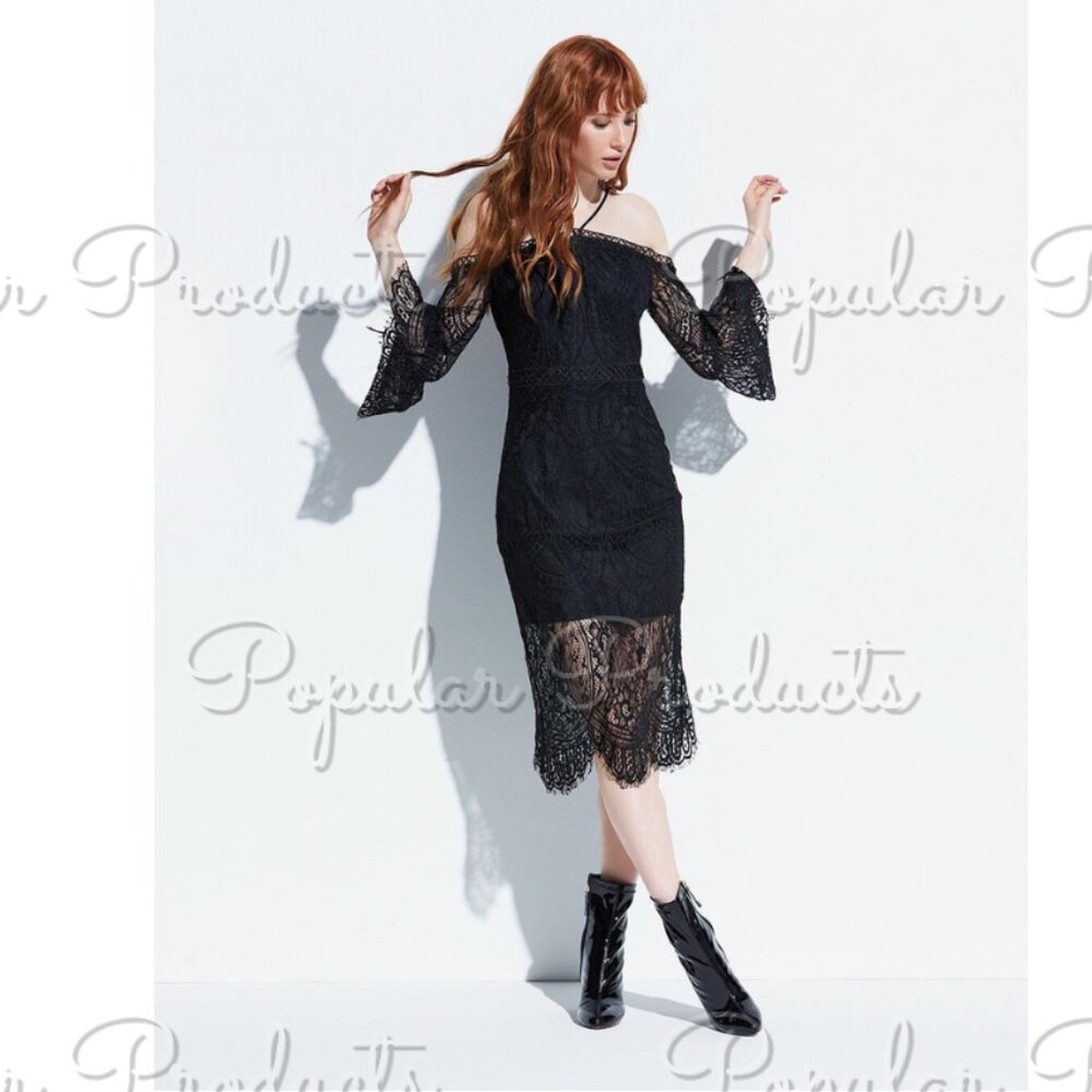 k/lab | Off The Shoulder Lace Dress, Black